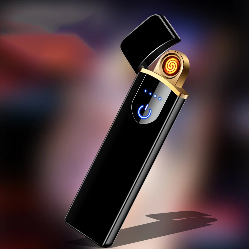 Encendedor electrónico, encendedor recargable por USB, mini pantalla táctil  creativa, pantalla LED, resistente al viento, encendedor sin llama con
